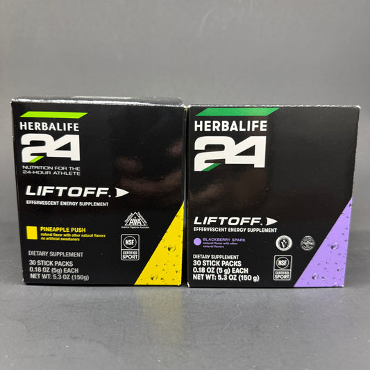Herbalife24 Liftoff  – Pineapple Push, Blackberry Spark packets (30 packets per box)