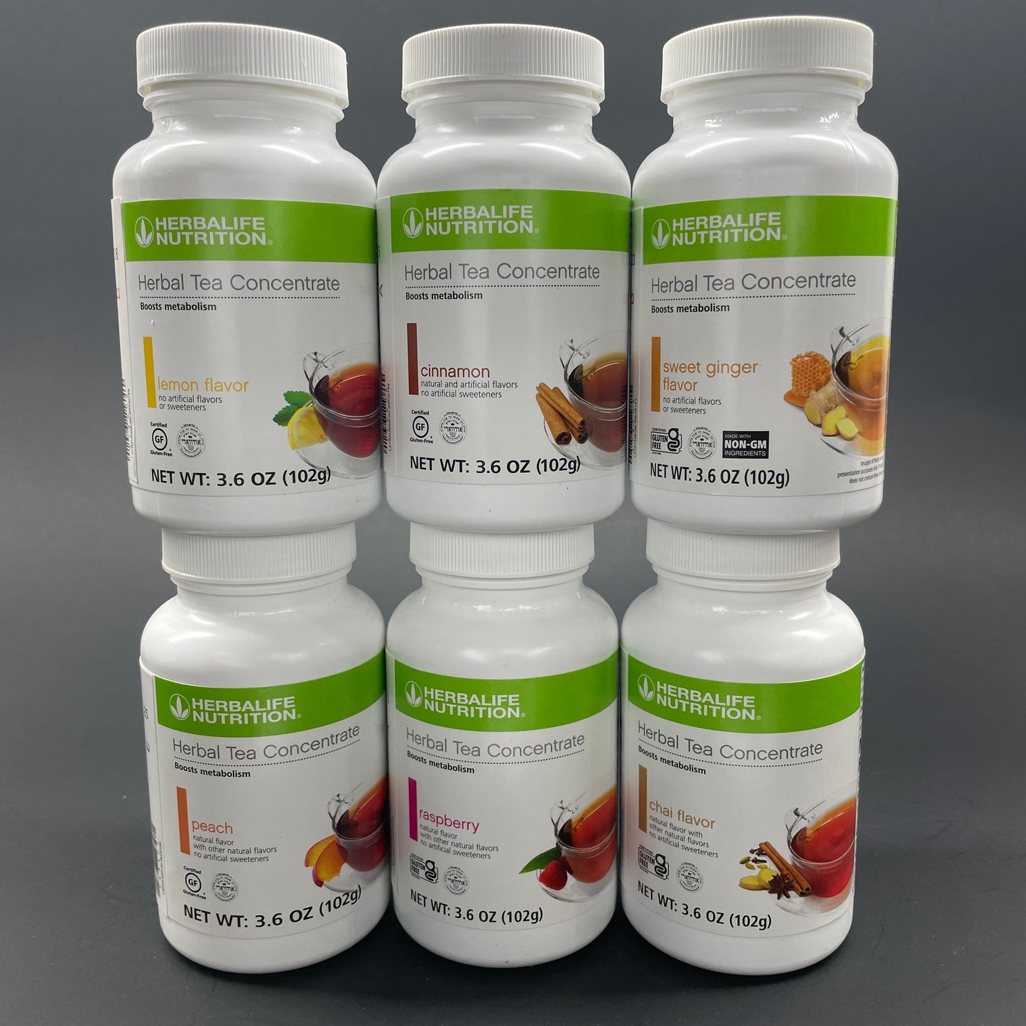 Herbalife Herbal Tea Concentrate - Cinnamon,Chai, Sweet Ginger, Lemon, Peach, Raspberry,Origianl  ( NET WT 3.6 OZ / 102g )
