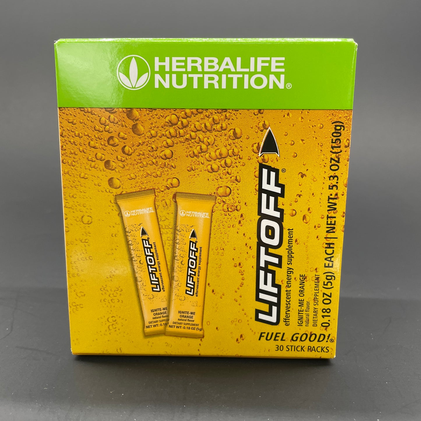 Herbalife Liftoff 30 Stick Packs - Lemon-Lime Blast, Ignite me Orange , Pomegranate-Berry Burst,  Tropcial Fruit Force, Cola