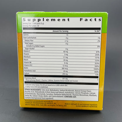 Herbalife Liftoff 30 Stick Packs - Lemon-Lime Blast, Ignite me Orange , Pomegranate-Berry Burst,  Tropcial Fruit Force, Cola