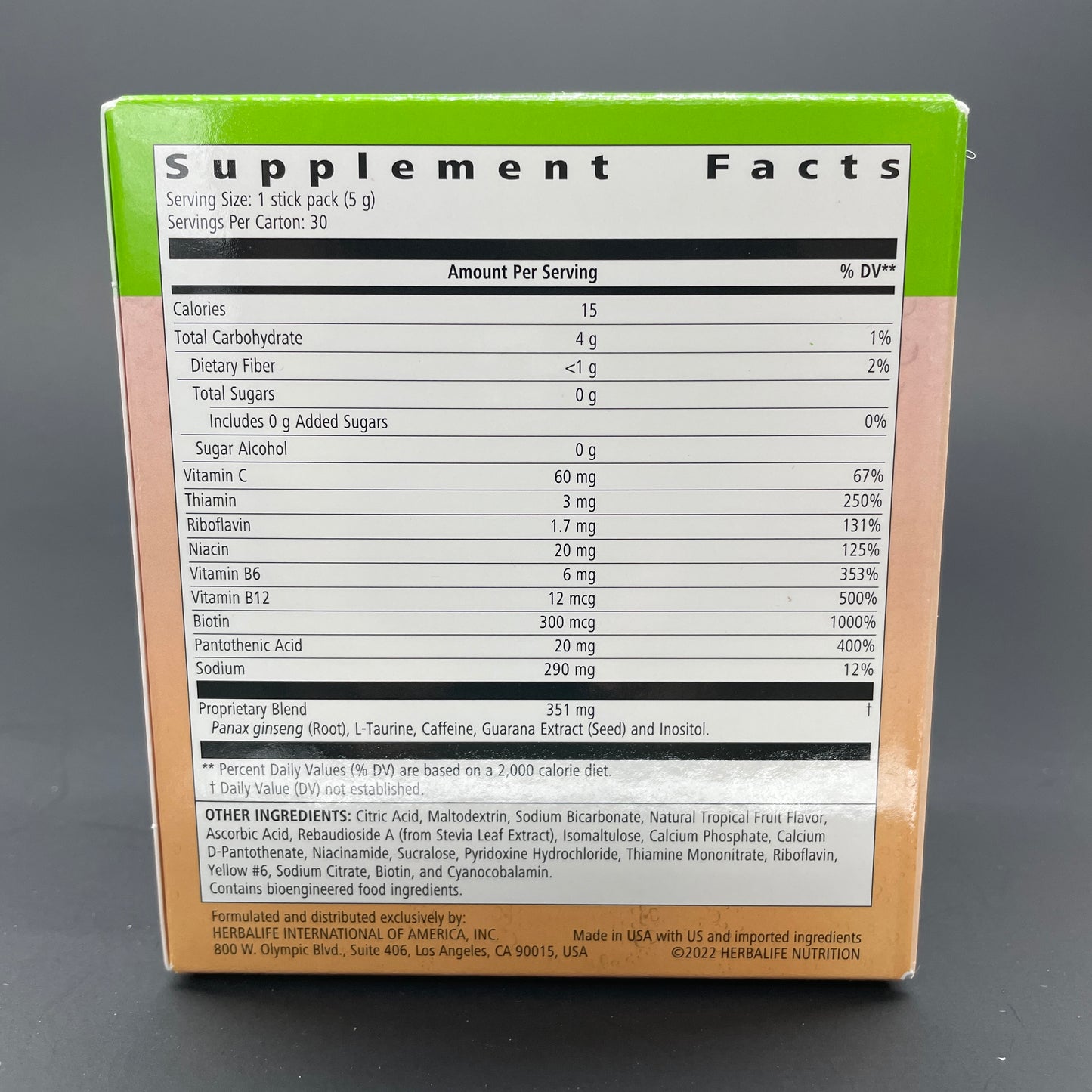 Herbalife Liftoff 30 Stick Packs - Lemon-Lime Blast, Ignite me Orange , Pomegranate-Berry Burst,  Tropcial Fruit Force, Cola